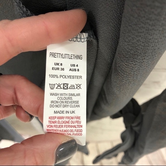 PrettyLittleThing Ana Duster Jacket Gray Size Medium Tie Sleeve Kimono - Picture 9 of 10